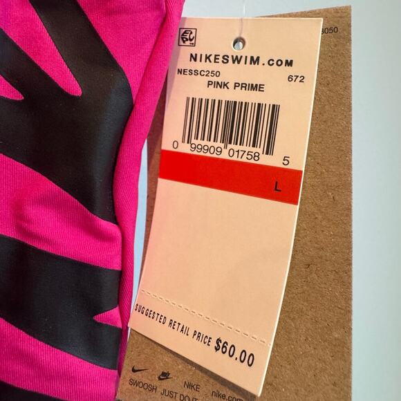 Nike Logo Swimsuit High Cut One Piece Bathing Swimsuit Pink Size Large NWT - Picture 11 of 11
